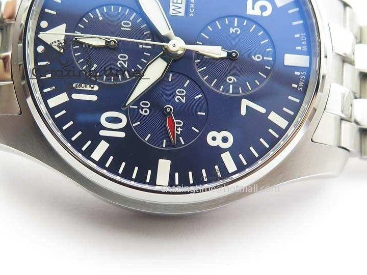 MIROTIME 0519 UrbanChic Pilot Chrono 2016 IW377714 ZF 1:1 Best Edition Blue Dial On SS Bracelet A7750 V 7272